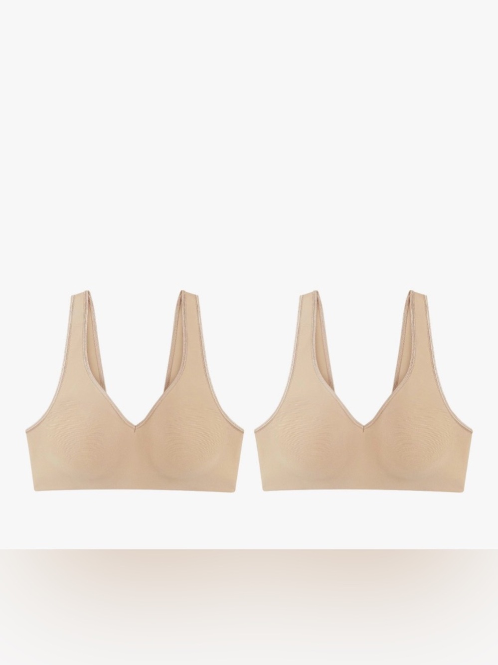 Hanes 2 pack Seamless Nude Wireless Comfort Bra, size large like new